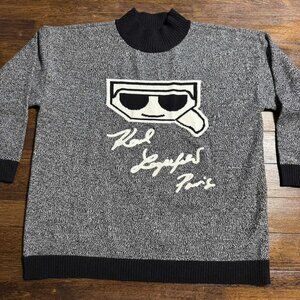 Karl Lagerfeld Paris Womens Black Logo Mock Turtleneck Sweater Sweater Size XL